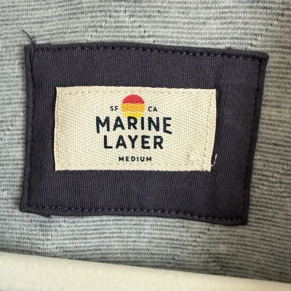 Marine Layer Snap Placket Quilted Pullover Jacket Sweatshirt Check Henley Polo M - Picture 9 of 11